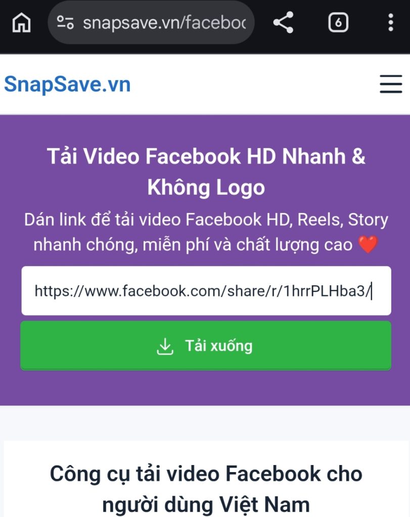 Tai video Facebook bang snapsave