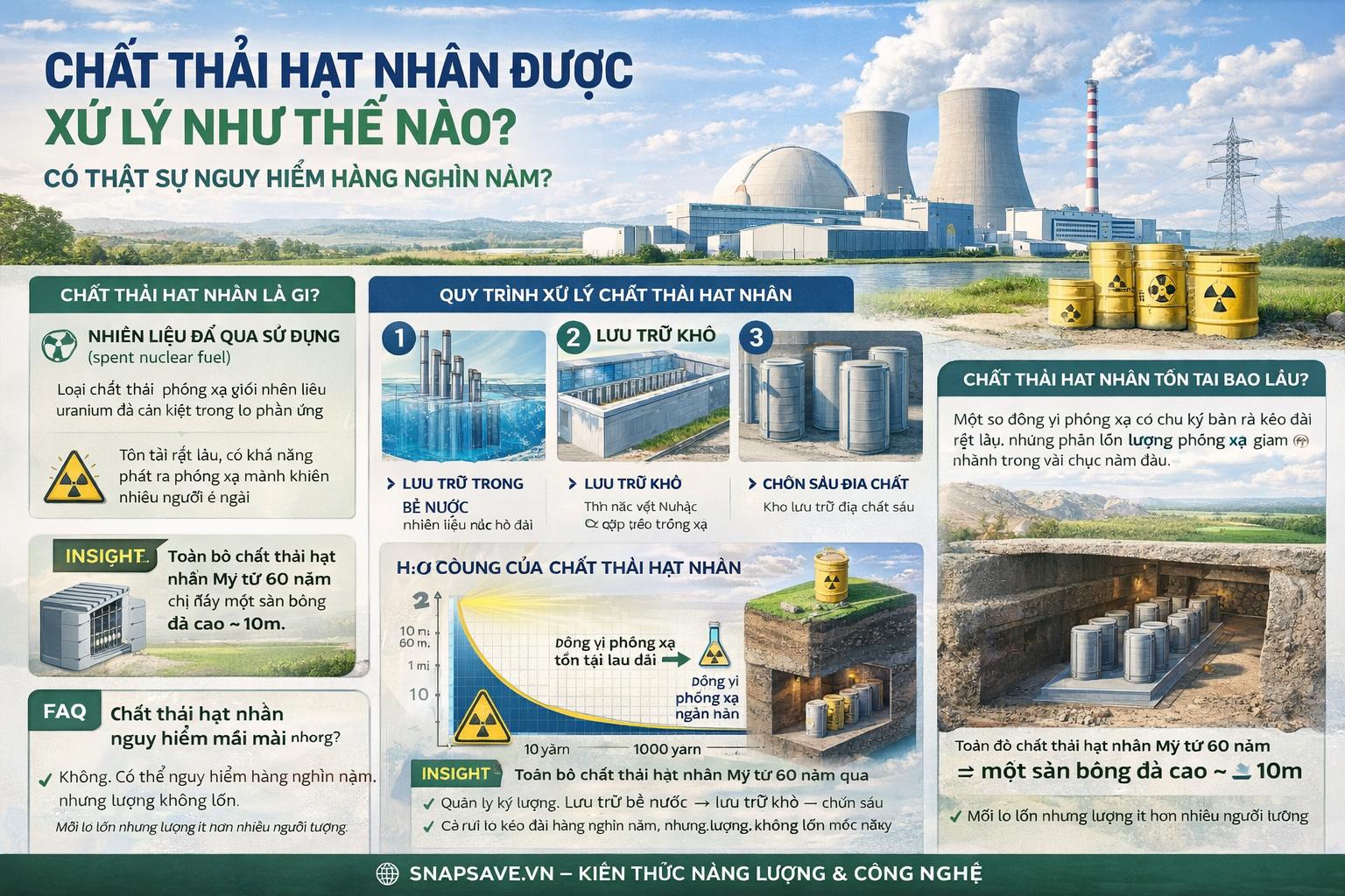 Chất thải hạt nhân được xử lý như thế nào? Có thật sự nguy hiểm hàng nghìn năm?