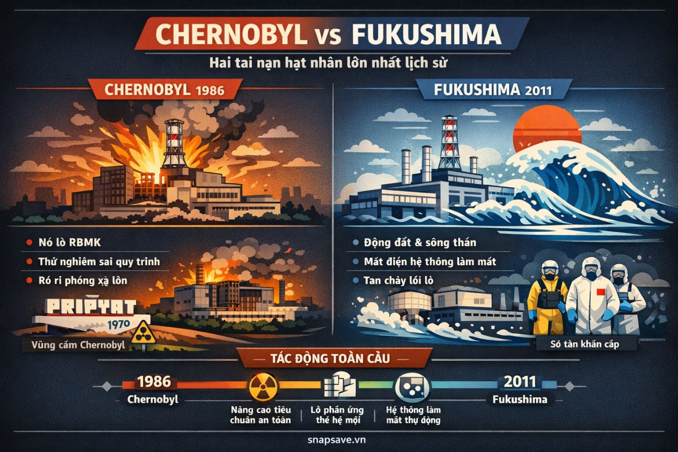 Tai nạn hạt nhân lớn nhất lịch sử: Chernobyl và Fukushima đã thay đổi thế giới ra sao?