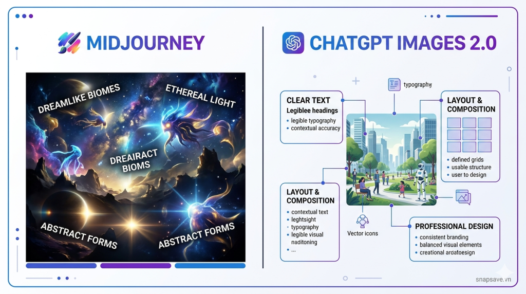 Comparison ChatGPT Images 2.0 vs Midjourney showing usability layout and image quality differences