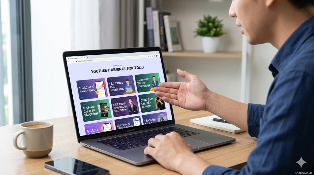 Portfolio thumbnail YouTube dùng ChatGPT Images 2.0 với thiết kế đơn giản dễ đọc