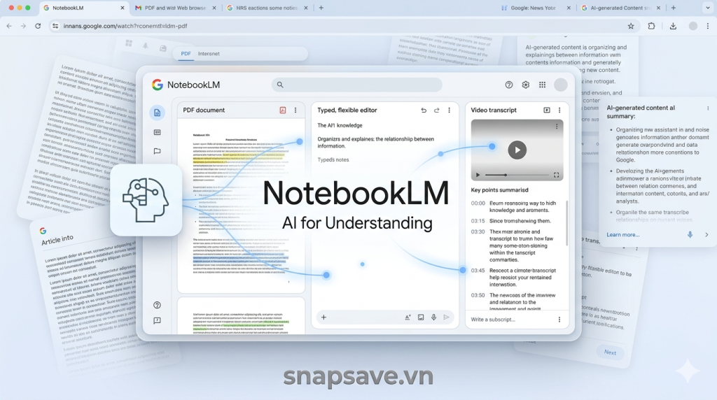 Minh họa NotebookLM của Google như công cụ AI hỗ trợ tổ chức và hiểu kiến thức cá nhân