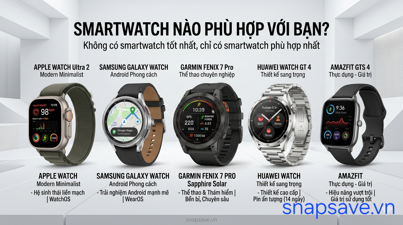 5 smartwatch đáng mua nhất hiện nay và mỗi loại phù hợp với ai?